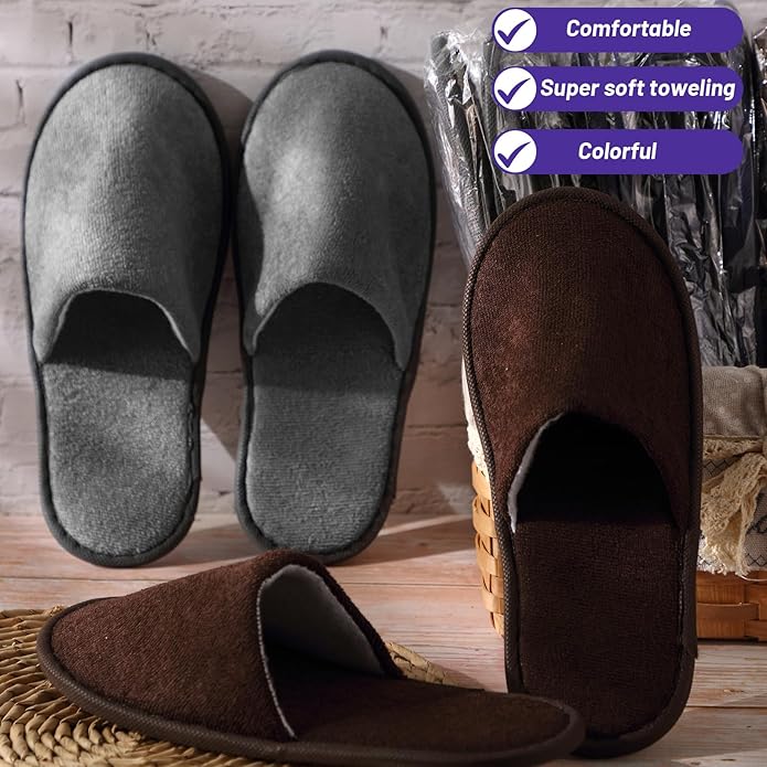 Geyoga 12 Pair Disposable House Slippers for Guests Non Slip Disposable Slippers for Spa Travel Hotel Shoeless Home Bride Bathroom Bedroom