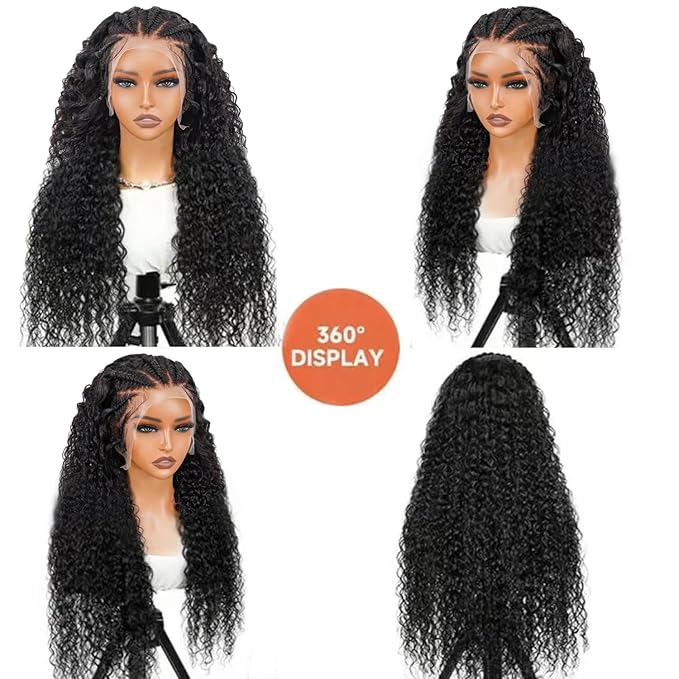 13X6 Lace Front Wigs Human Hair Curly Wigs Pre Plucked 200% Density HD Transparent Lace Frontal Braided Human Hair Wig Brazilian Deep Wave Lace Front Wigs Human Hair with Baby Hair 24inch