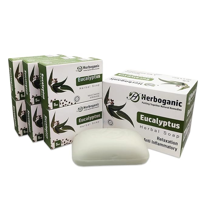 Eucalyptus Herbal Soap | Pack of 6 of 5oz soap Bar | Ideal for Men and Women, Soothing and Nourishing Soap for Moisturization