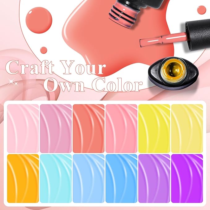 MEET ACROSS 18PCS Gel Nail Polish Set Nude Gel Polish Kit 15 Colors Pink Blue Yellow Orange Purple Green Nail Polish Kit Nail Art Manicure DIY Salon Home Women Gifts