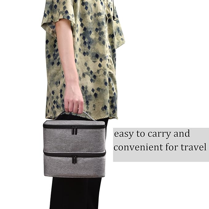 Nail Polish Carrying Case Bag-Holds 30 Bottles, Double-Layer Nail Polish Storage and Nail Dryer Case(Grey)