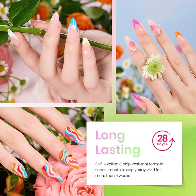 beetles Gel Polish Nail Set 36 Colors Floral Rhapsody Collection Pastel Bright Girly Sparkle Glitter Polish with 3Pcs Base Matte & Glossy Top Soak off Uv Lamp All Seasons Gifts for Her