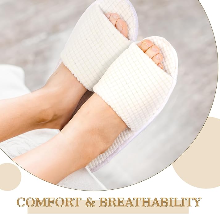 12 Pairs Disposable Slippers for Guests Open Toe Spa Slippers Bulk Disposable Sandals Soft Fleece for Man Women Spa Hotel Wedding Shoeless Home