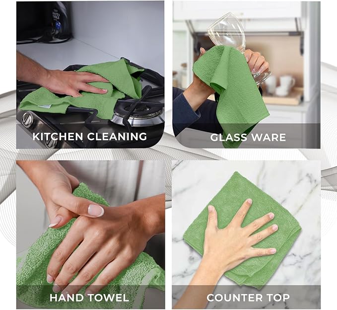 Avalon Towels Cotton Washcloths – (Pack of 36) Size 12x12 Inches, 100% Ring Spun Cotton, Soft & Absorbent Face Towels, Gym Towels, Hotel and Spa Quality, Reusable Fingertip Towels (Sage Green)