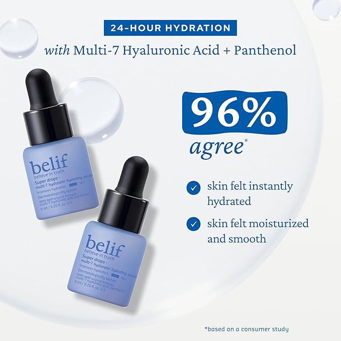belif Discover Glowing Skin Mini Kit: Peptides Firming Serum, Multi7-Hyaluron Hydrating Serum, Vitamin C Serum, Super Drops Trial Set, Hyaluronic Acid, 5% Niacinamide, Retinol, Korean Skin Care