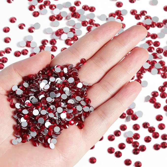 Beadsland Flatback Rhinestones Bulk, 14400pcs Red Rhinestones for Nails Crafts Clothes DIY Decoration, Siam, SS20, 4.6-4.8mm