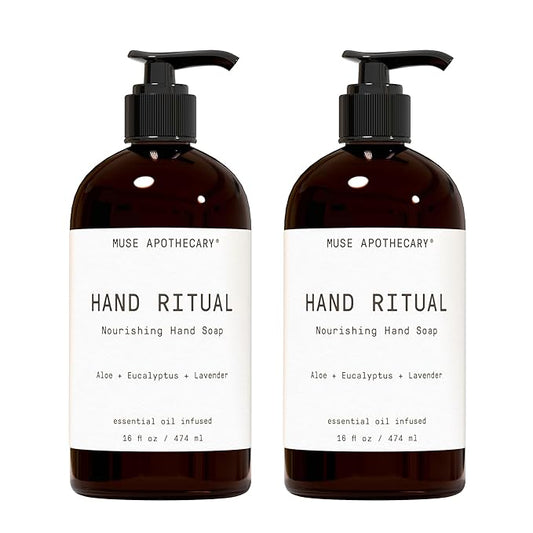 Muse Apothecary Hand Ritual - Aromatic and Nourishing Hand Soap, Infused with Natural Aromatherapy Essential Oils - USDA Certified Biobased - 16 oz, Aloe + Eucalyptus + Lavender, 2 Pack