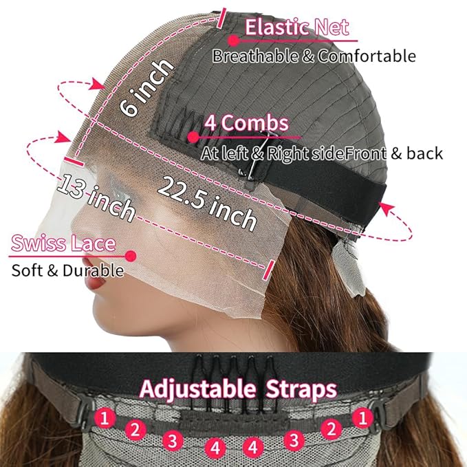 26 Inch Chocolate brown Lace Front Wig Human Hair 13x6 HD Transparent Body Wave Lace Front Wigs Human Hair Pre Plucked Glueless Frontal Brown Wig Human Hair 200% Density Colored #4 Human Hair Wigs