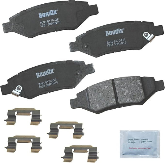 Bendix Priority1 CFC1337 Ceramic Rear Brake Pads for Cadillac CTS 2014-2008, SRX 2016-2010, Chevrolet Camaro 2015-2010, Saab 9-4X 2011