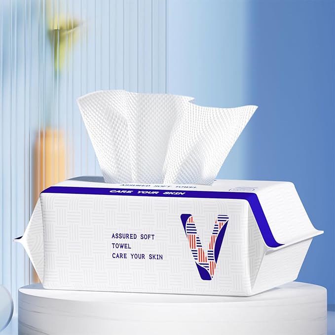 Disposable Face Towels, Cotton Makeup Remover Dry Wipes for Facial Cleansing, Facial Cloths Towelettes, Soft Face Towels for Skin Care, Facial Tissue for Travel 100 Count