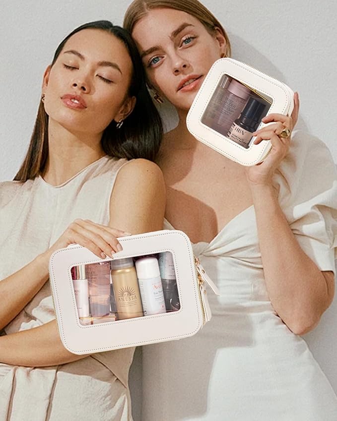 Clear Makeup Bag, Small Makeup Bag TSA Approved Toiletry Bag Cosmetic Travel Bag Cute Makeup Bag Organizer Makeup Case Pouch Car Essentials for Women Men