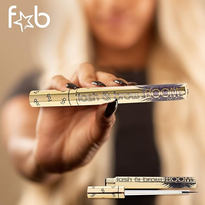Fab Lash and Brow Boom - The Ultimate Lash and Brow Growth Serum - Lash Serum for Thicker, Longer & Fuller Lashes and Brows - Infused with Castor Oil, Biotin & Eyelash Primer for Healthy Hair Growth