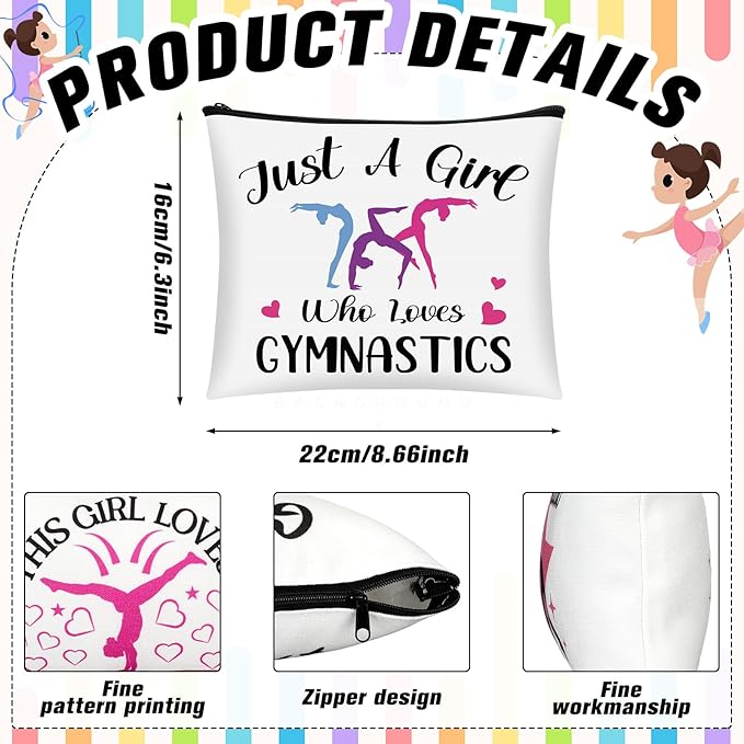 Kacctyen 20 Pcs Gymnastics Makeup Bag Inspirational Gymnastics Lover Gifts for Women Gymnast Cosmetic Bag Gymnast Stuff for Women Girls Coach Friend Coworker Birthday Party Favors