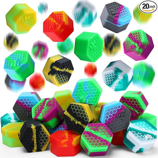 Outus 20 Pcs 26 ml Silicone Wax Containers Non-stick Silicone Wax Containers Multi Use Storage Jars Oil Concentrate Bottles for Home Kitchen Travel, Assorted Colors