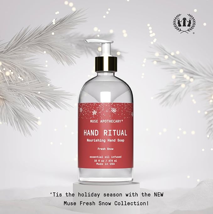Muse Apothecary Hand Ritual - Aromatic and Nourishing Hand Soap, Infused with Natural Aromatherapy Essential Oils - 16 oz, Fresh Snow