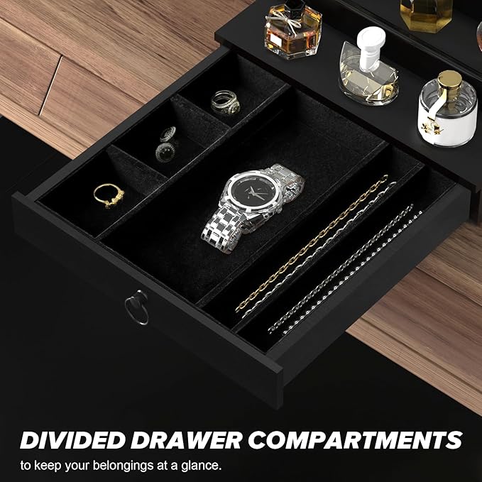 Cologne Organizer for Men, 5 Tier Black Cologne Shelf, Perfume Stand with Drawer and Hidden Compartment Perfume Display Holder - A Gift for Men