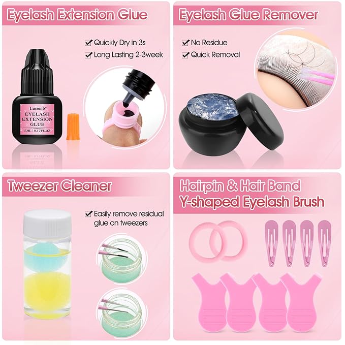 484 Pcs Lash Extension Kit for Beginners, Professional Eye Lashes Extension Kit