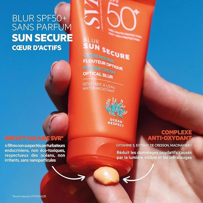 SUN SECURE BLUR SPF 50+ Blur 50ml Optical Blur Mousse Suncream, Sunscreen Face Skin Protection Sun Cream, 1.7 Fl Oz. NEW SKIN BEAUTY GIFT