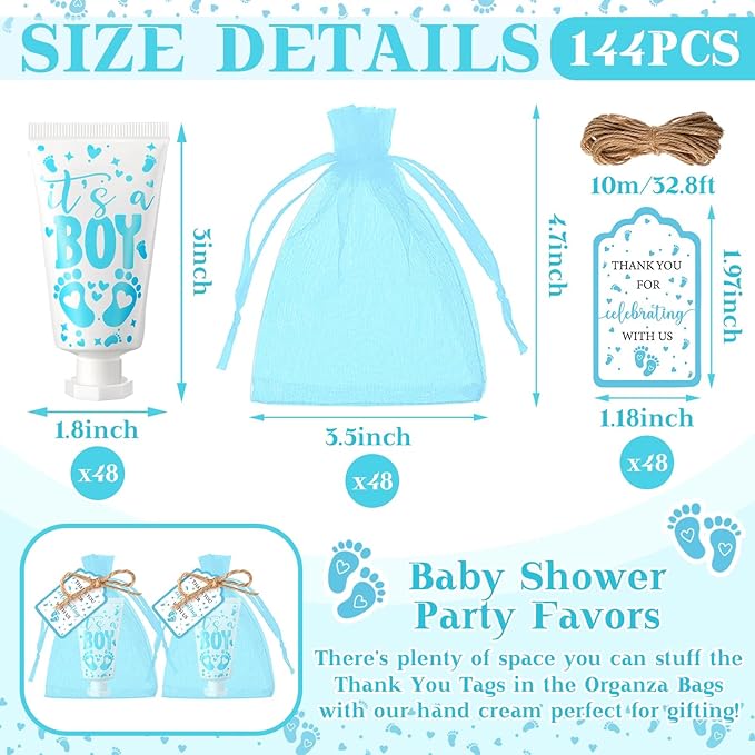48 Sets Baby Shower Hand Cream Party Favors for Guests Gift Bulk Travel Size Hand Lotion Set for Baby Shower Wedding Christmas(Footprint)