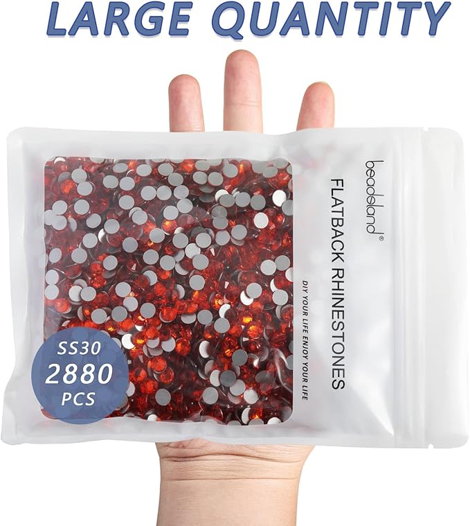 Beadsland Flatback Rhinestones Bulk,2880pcs Orange Rhinestones for Nails Crafts Clothes DIY Decoration, Hyacinth/Orange, SS30, 6.3-6.5mm