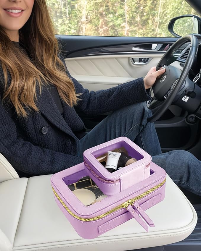 Clear Makeup Bag, Small Makeup Bag TSA Approved Toiletry Bag Cosmetic Travel Bag Cute Makeup Bag Organizer Makeup Case Pouch Car Essentials for Women Men