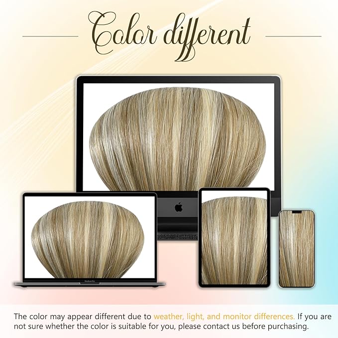 Clip in Hair Extensions Golden Blonde Highlights Hair Extensions 20 inch 75g Straight Natural Smooth Human Hair Remy Human Hair Extension Clip ins for Women