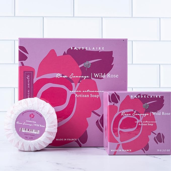 Provence Sante Luxury French Cleansing Bar - Moisturizing Shea Butter - Triple-milled Wild Rose Fragrance, 2.7oz 4-Bar Gift Box