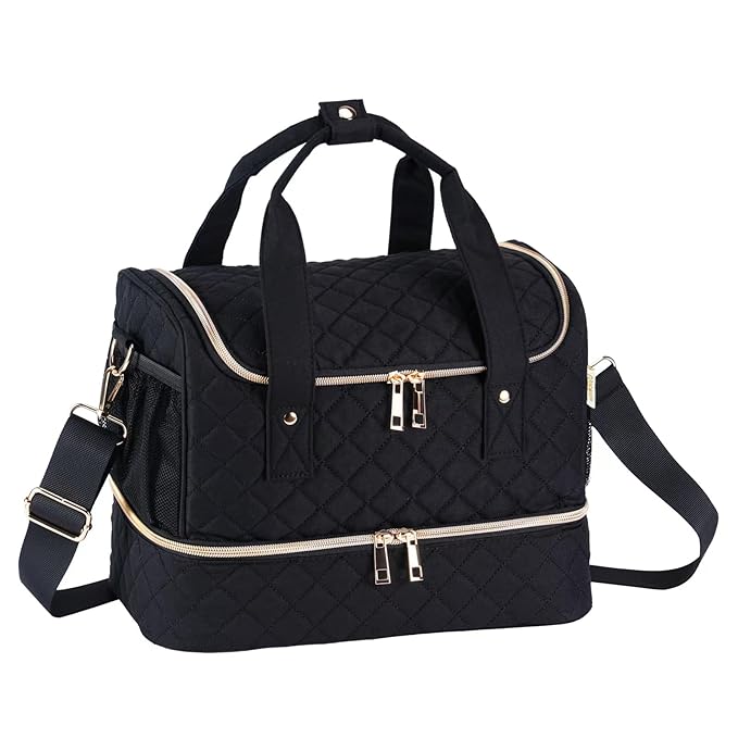 Nail Polish Organizer Fits a Nail Lamp and 50 Bottles,Stylish Nail Organizers and Storage with Side Pockets for Gel Nail Polish Remover,Nail Supplies Set (Patented,Bag Only)-Black01