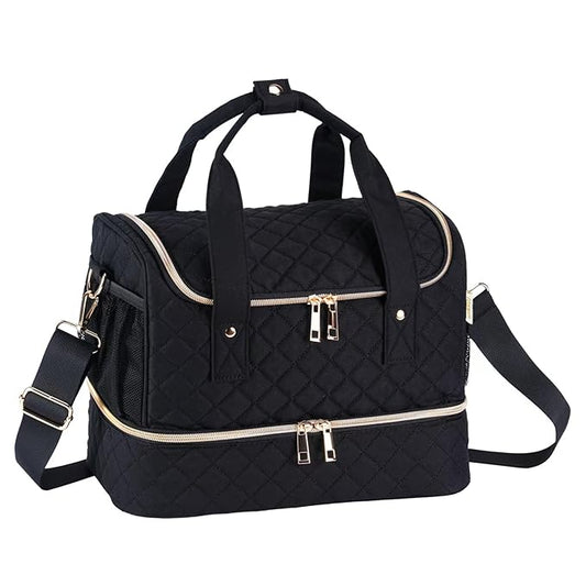 Nail Polish Organizer Fits a Nail Lamp and 50 Bottles,Stylish Nail Organizers and Storage with Side Pockets for Gel Nail Polish Remover,Nail Supplies Set (Patented,Bag Only)-Black01