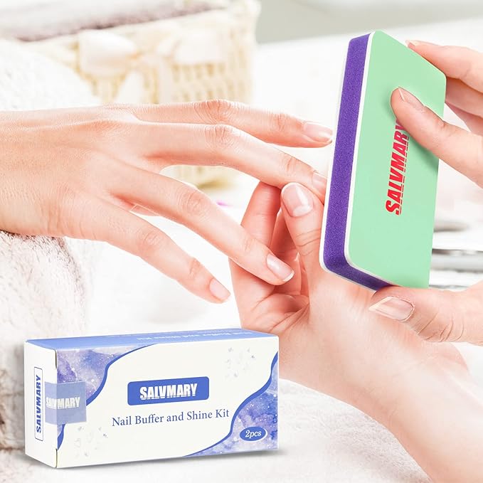 Nail Shine Buffer Blocks & Professional Disposable Manicure Kit Bundle