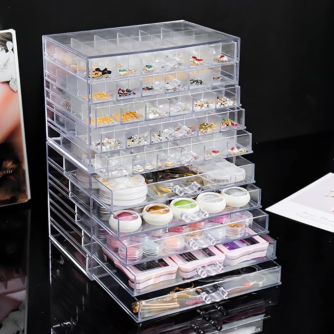 5 Tier Nail Art Decoration Storage Box Transparent Acrylic Nail Art Jewelry Accessories Storage Box Rack Shelf Display Stand Holder for Cosmetic Jewelry