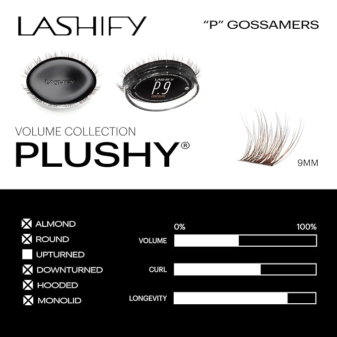 Lashify Plushy 9mm Gossamer Lashes in Chocolate Color, Easy DIY False Lashes for a Voluminous Yet Still Natural Look