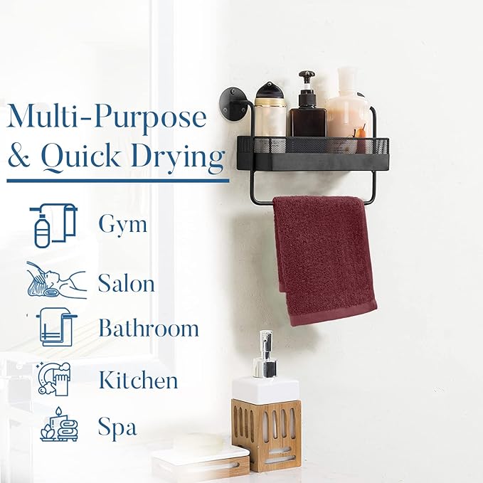 DAN RIVER 100% Cotton Washcloths 24 Pack Premium Quality Face and Body Cloth, Quick Dry Essential Towels for Bathroom, Hand, Kitchen & Cleaning, Baby Washcloths | 12X12 in | 400 GSM | Pomegranate