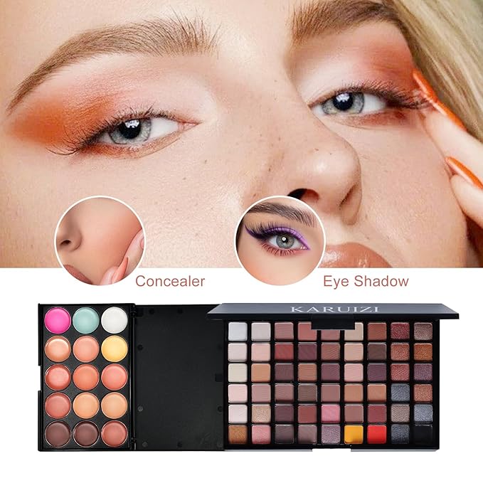 All in One Makeup Kit,Makeup Kit for Women, Teens and Girls, All-in-One Set with Eyeshadow Palettes, Lipsticks, Brushes, Storage Bag,Makeup gift set girls makeup sets ages 8-12 (Silver)