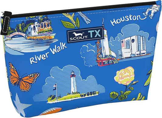 SCOUT Twiggy Makeup Bag, Slim Water-Resistant Pouch Zips Shut, Wipes Clean, Packs Easily