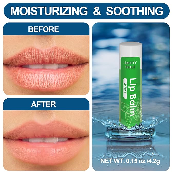 20 Pack Natural Lip Balm Bulk with Vitamin E and Coconut Oil Valentine's Day best choice - Moisturizing, Soothing, and Repairing Dry and Chapped Lips Valentine's Gift - 10 Flavors - Non-GMO