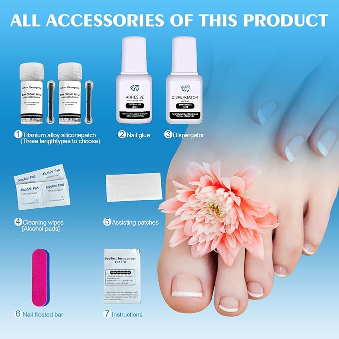 Titanium Alloy Silicone Ingrown Toenail Treatmen,Ingrown Toenail Removal Ingrown Toenail Removal Kit ngrown Toenail Removal Kit,Designed for Curved Nail Repair,Ingrown Toenail (0.67-0.79in)