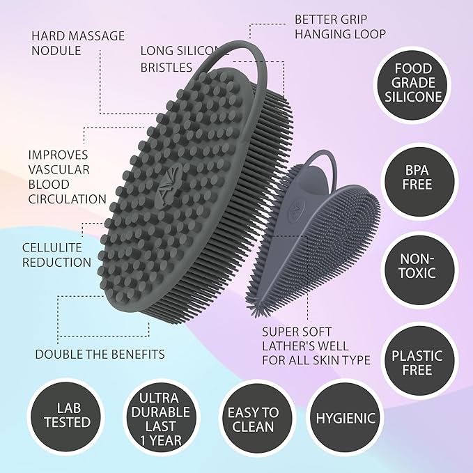 Avilana Body and Face Scrubber Combo – Includes Dual-Sided Body Scrubber and Gentle Face Scrubber – Hygienic, Long-Lasting, and Gentle for Body and Face
