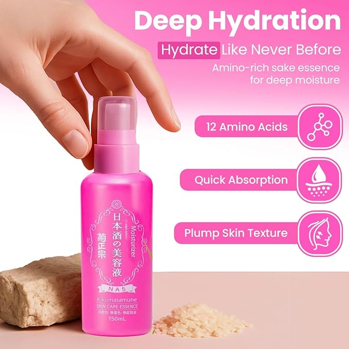 Moisturizing Facial Toner Lotion & Hydrating Face Serum, Hydrating Facial Toner with Fermented Rice Extract & Amino Acids + Organic Essence with Vitamin C & Ceramide for Daily Skincare