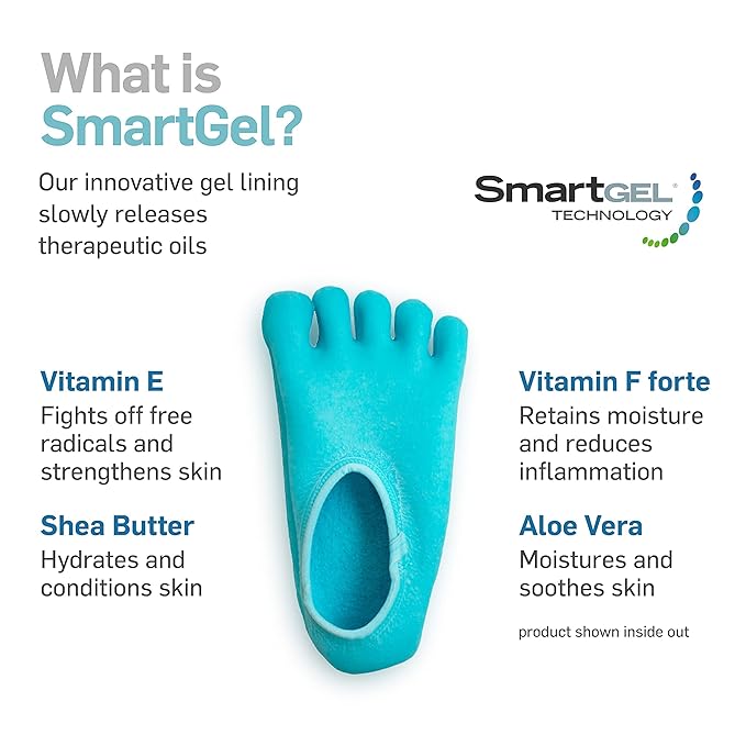 NatraCure Moisturizing Socks Bundle - 5-Toe Gel Socks, Foot Cream & Scrub for Dry, Rough Skin - Medium Size