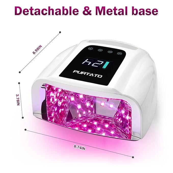 Professional Rechargeable 96W UV LED Portable Cordless UV Light for Nail Lamp Machine with Removable Stainless Steel Bottom,4 Timer Setting and Smart Sensor Nail Dryer (White)