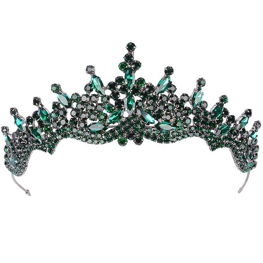LIMELIA Women's Tiara for Henna Wedding Party|Glitter Hair Accessories for Bridal Birthday Pageant Prom Halloween Cos-play Christmas Party|Dence-Green