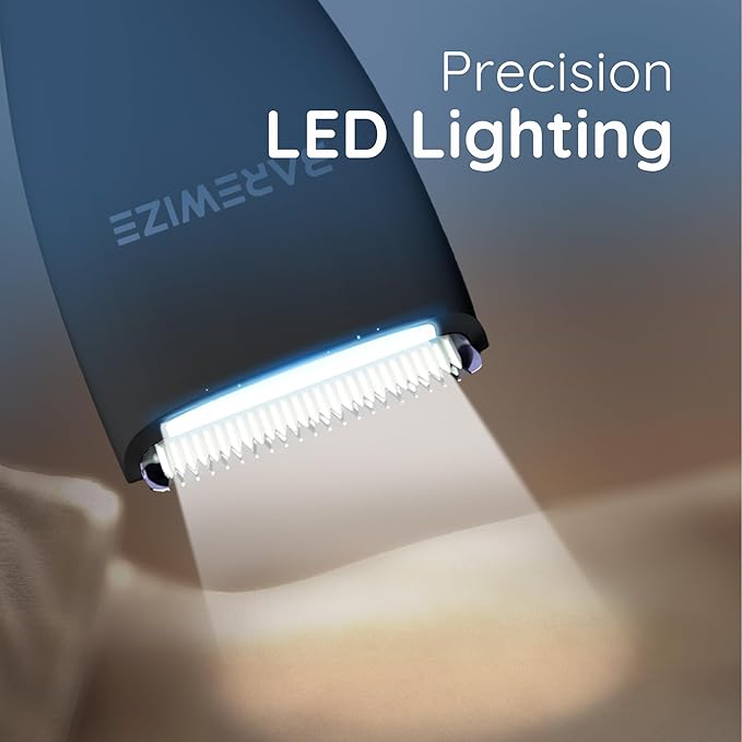 Body Hair & Pubic Hair Trimmer for Men | Waterproof, USB-C Rechargeable, LED Light, Replaceable Ceramic Blade, Electric Ball Shavers, Manscape Kit, Mens Personal Groomer (Raven Black)