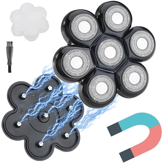 Universal Magnetic 7 Blades Head Shaver Replacement Blades for FREEDOM FREEBIRD and Other Brands Head Shaver (CX7 BLACK)