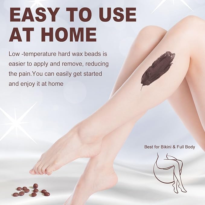 Beads for Coarse Hair Removal, 3lb for Sensitive Skin Women, Hard Wax for Full Body, Brazilian Waxing, Bikini, Face, No Rosin Unscented Low Temperature Home Beans