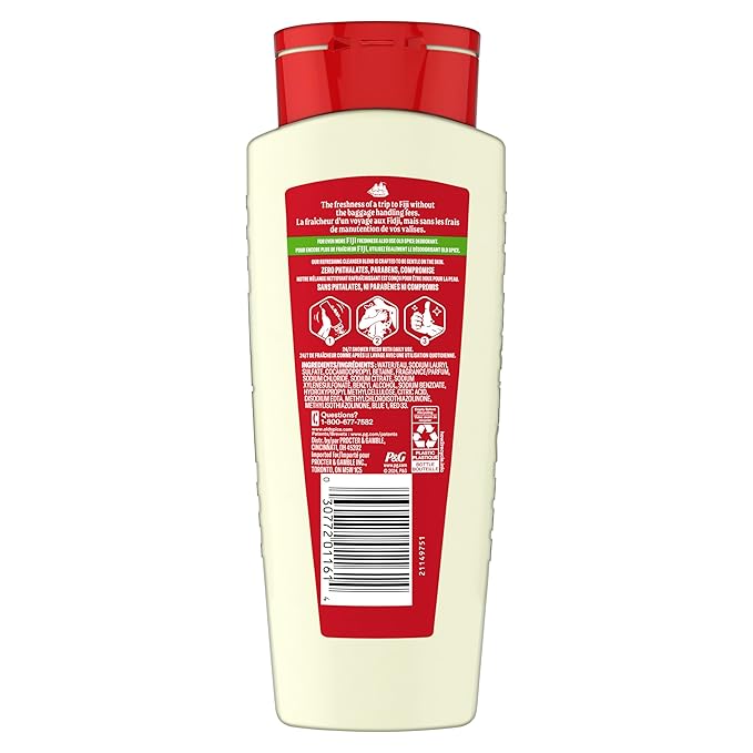 Old Spice Cleansing Body Wash for Men, 24/7 Shower Fresh with Lasting Scent, Cleanse & Refresh, Gentle on Skin, Vitamin B3, Fiji with Palm Tree + Coconut Scent, 18 oz (Pack of 4)