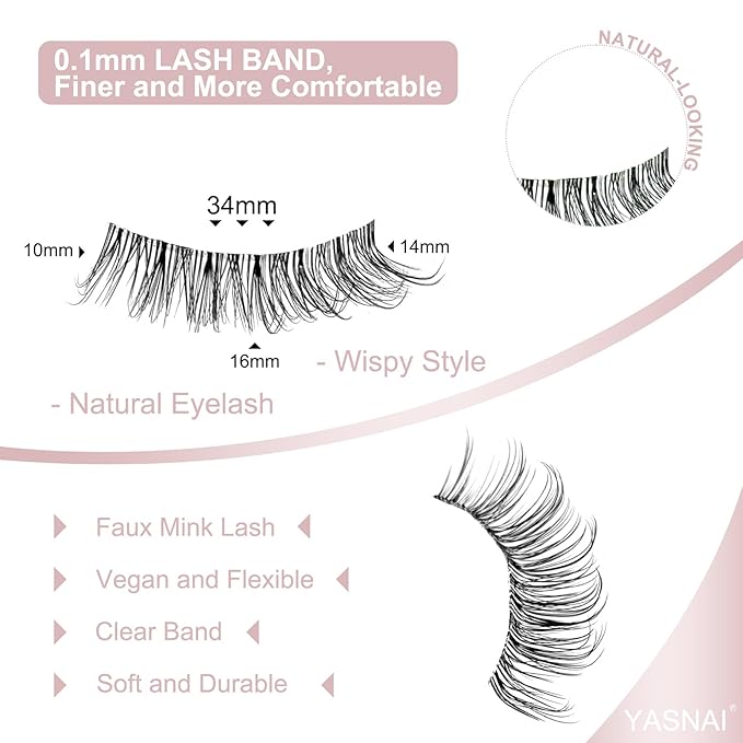 Wispy Lashes D Curl False Eyelashes Natural Look NINGLASH Strips Eyelashes Fake Eyelash Pack 14mm Faux 3D Mink Lashes Strips 6 Pairs