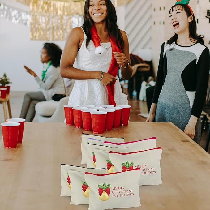 Koolmox 30 Pencil Pouch with Zipper 8x5'', Cotton Canvas Toiletry Pouch, Bulk Plain Cosmetic Bags for Women Pencil Case Vinyl Projects Crafts, Beige Make Up Pouches with Black Zippers