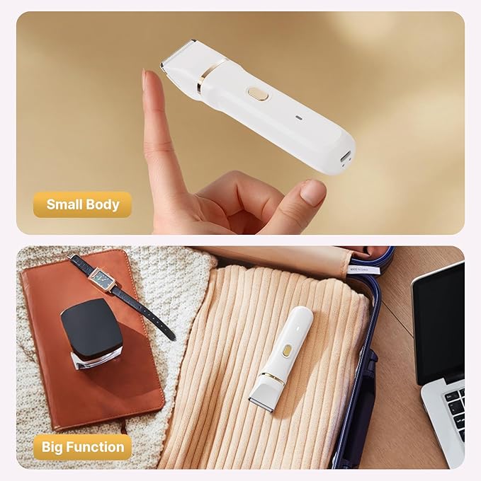 Upgraded Bikini Trimmer for Women, [2in1 & Painless] Electric Face Razors/Shaver for Woman, [Waterproof] Pubic Body Hair Trimmer, Replaceable Ceramic Blade, Superior Charge Dock, Gifts for Women