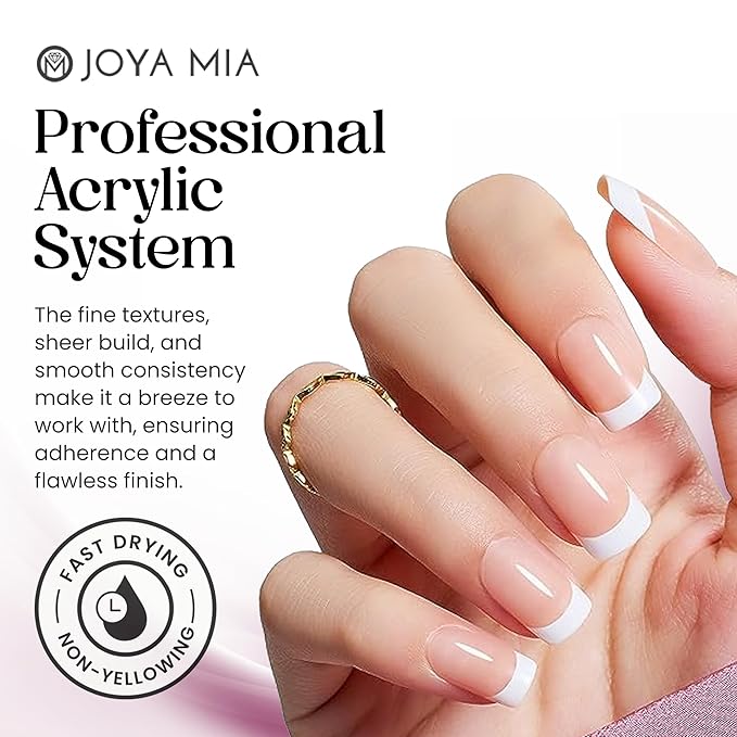 Joya Mia Acrylic Powder for Nails, MMA-Free, Super Adhesion Professional Powder for Flawless & Long-Lasting Nail Enhancements, Easy Application, Vibrant & Stunning Colors - Topaz Pink, 32 oz